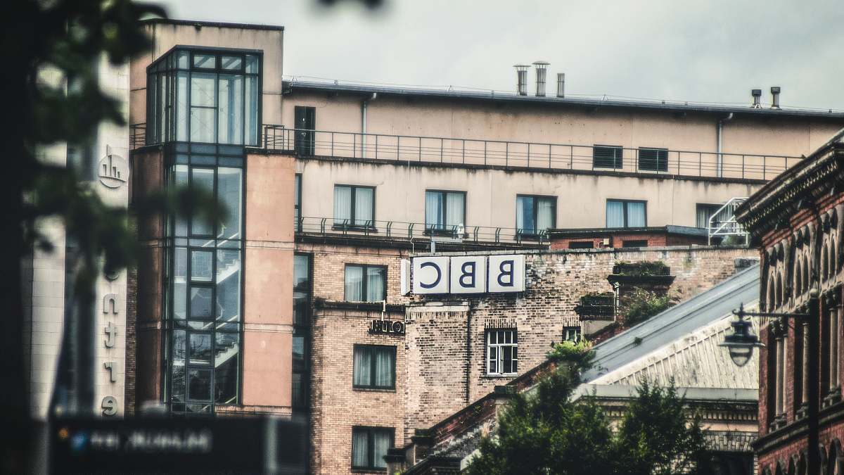 hotel BBC logo on a building during daytime bbc studios in northern ireland